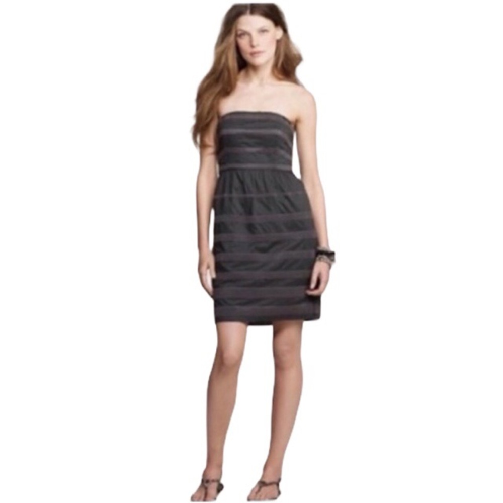 J Crew Gray Ginny Strapless Rugby Dress